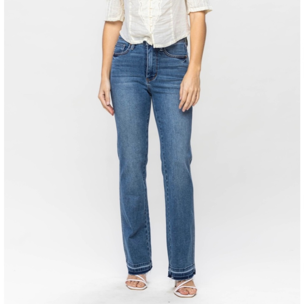 JUDY BLUE HIGH WAIST CONTROL TOP RELEASE HEM SLIM BOOT JEANS